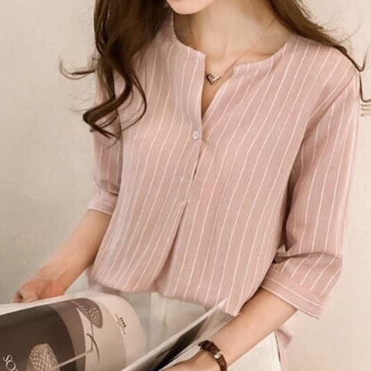 Blusa Listrada com Botões